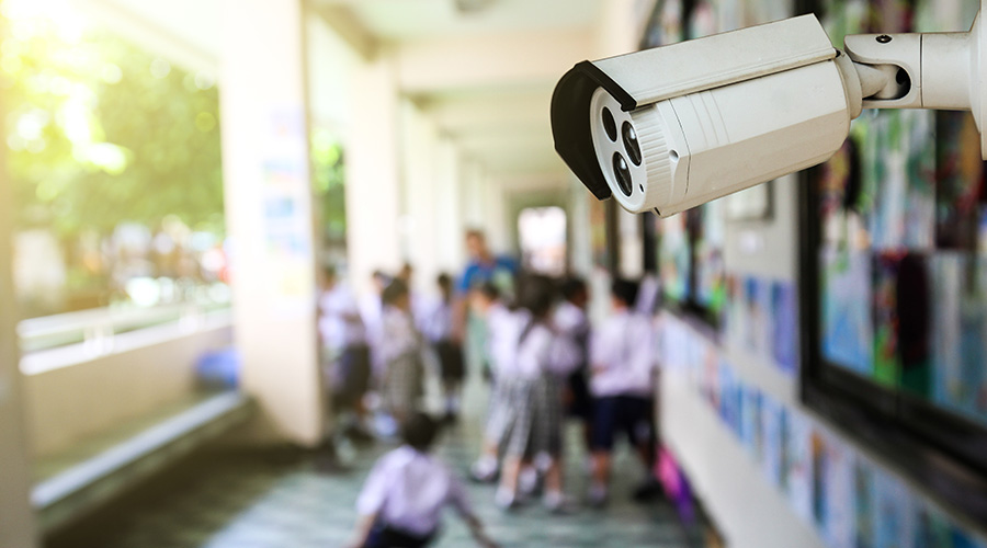 camera in school hallway